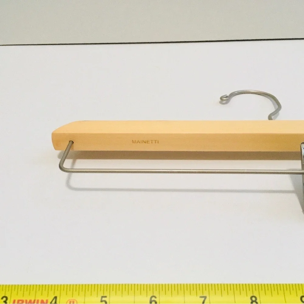 Mainetti Wood Skirt Pant Hangers Set of 15 Natural Wood Metal Clip Luxury Closet